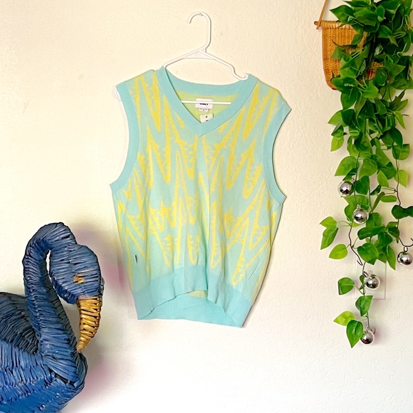 OBEY funky blue yellow sweater vest - Picture 1 of 4